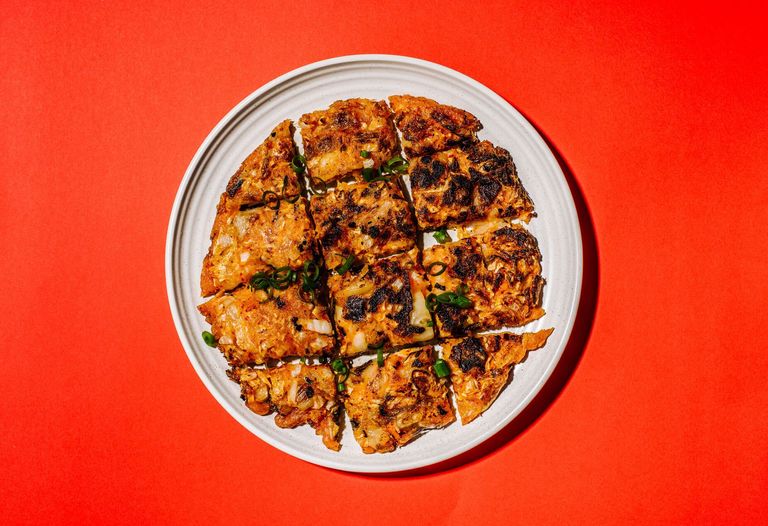 Kimchi pancake on a plate